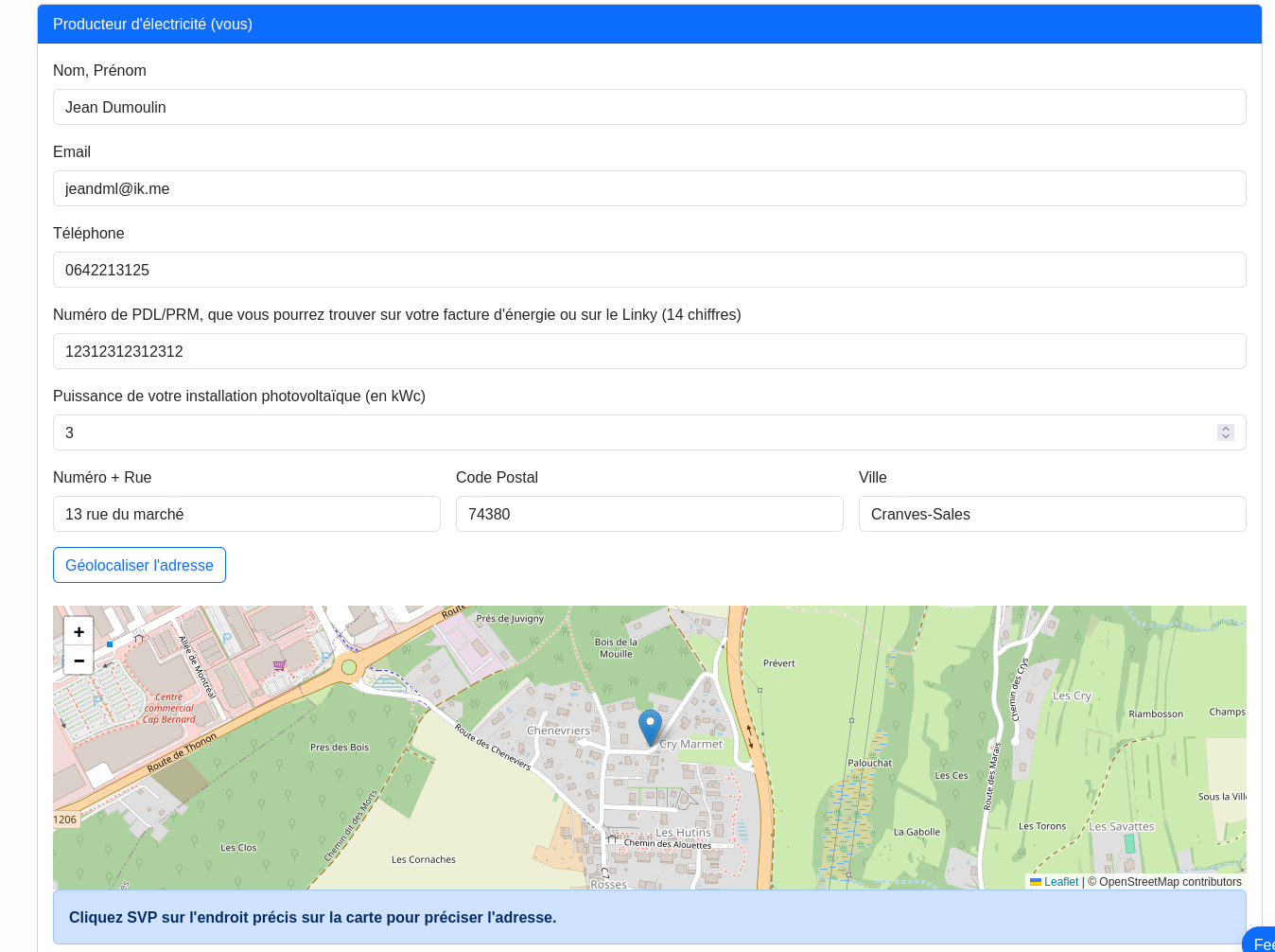 Dashboard de création d'ACC
